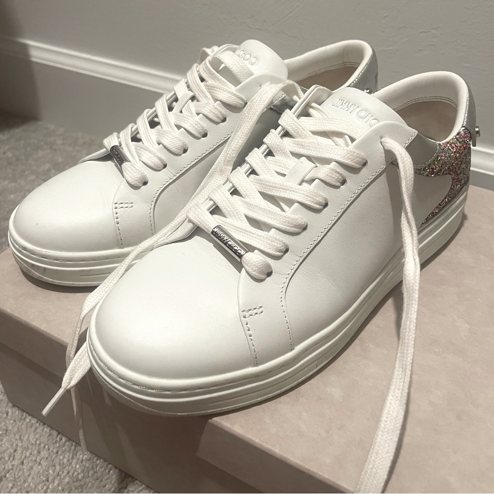 Authentic Glitter Jimmy Choo Low Top Sneakers